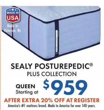 Boscov's SEALY POSTUREPEDIC PLUS COLLECTION offer