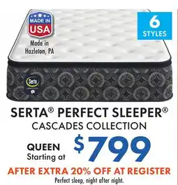 Boscov's SERTA PERFECT SLEEPER CASCADES COLLECTION offer