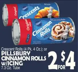 Bravo Supermarkets Crescent Rolls (4 Pk. 4 Oz.) or PILLSBURY CINNAMON ROLLS w/ICING offer