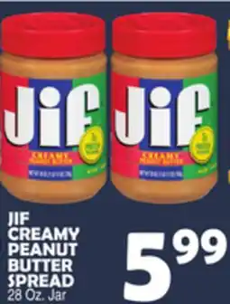 Bravo Supermarkets JIF CREAMY PEANUT BUTTER SPREAD offer