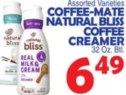 Bravo Supermarkets COFFEE-MATE NATURAL BLISS COFFEE CREAMER offer