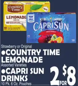Bravo Supermarkets COUNTRY TIME LEMONADE, CAPRI SUN DRINKS offer