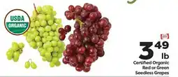 Weis Markets Certified Organic Red or Green Seedless Grapes offer