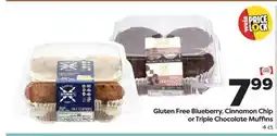 Weis Markets Gluten Free Blueberry, Cinnamon Chip or Triple Chocolate Muffins offer