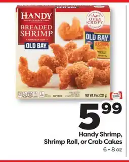 Weis Markets Old Bay Handy Shrimp, Shrimp Roll, or Crab Cakes offer