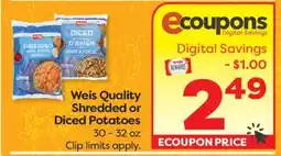 Weis Markets Weis Quality Shredded or Diced Potatoes offer