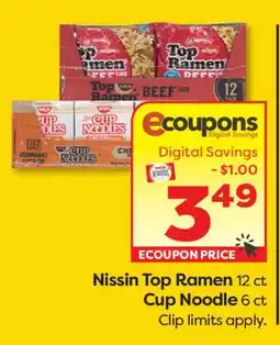 Weis Markets Nissin Top Ramen 12 ct Cup Noodle 6 ct offer