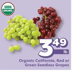 Weis Markets Organic California, Red or Green Seedless Grapes offer