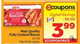 Weis Markets Weis Quality Fully Cooked Bacon offer