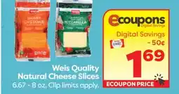 Weis Markets Weis Quality Natural Cheese Slices offer