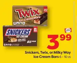 Weis Markets Snickers, Twix, or Milky Way Ice Cream Bars offer
