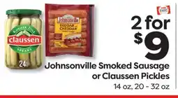 Weis Markets Johnsonville Smoked Sausage or Claussen Pickles offer