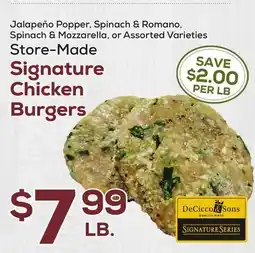DeCicco & Sons Signature Chicken Burgers offer