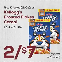 DeCicco & Sons Rice Krispies (12 Oz.) or Kellogg's Frosted Flakes Cereal (17.3 Oz. Box) offer