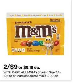 CVS ALL M&M's Sharing Size 7.4-10.1 oz or Mars chocolate minis 8-9.7 oz offer