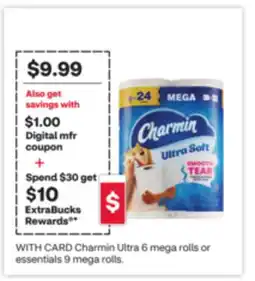 CVS Charmin Ultra 6 mega rolls or essentials 9 mega rolls offer