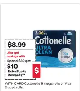CVS Cottonelle 9 mega rolls or Viva 2 quad rolls offer