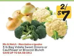 Winn Dixie 3 lb Bag Vidalia Sweet Onions or Cauliflower or Broccoli Bunch offer