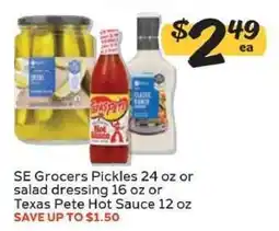 Winn Dixie SE Grocers Pickles, Salad Dressing, or Texas Pete Hot Sauce offer