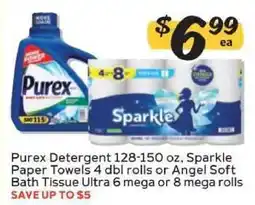 Winn Dixie Purex Detergent, Sparkle Paper Towels, Angel Soft Bath Tissue offer