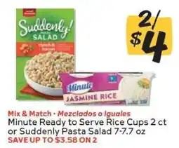 Winn Dixie Minute Ready to Serve Rice Cups 2 ct or Suddenly Pasta Salad 7-7.7 oz offer