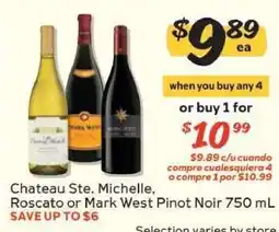 Winn Dixie Chateau Ste. Michelle, Roscato or Mark West Pinot Noir offer