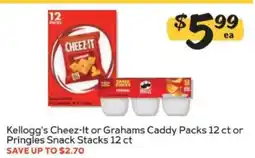 Winn Dixie Kellogg's Cheez-It or Grahams Caddy Packs 12 ct or Pringles Snack Stacks 12 ct offer