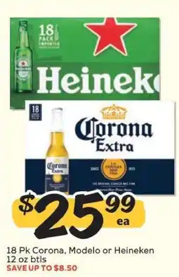 Winn Dixie 18 Pk Corona, Modelo or Heineken offer