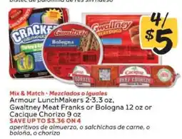 Winn Dixie Armour Lunchmakers, Gwaltney Meat Franks or Bologna, Cacique Chorizo offer