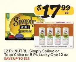 Winn Dixie 12 Pk NÜTRL, Simply Spiked or Topo Chico or 8 Pk Lucky One 12 oz offer