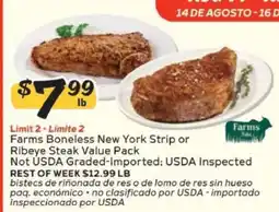 Winn Dixie Farms Boneless New York Strip or Ribeye Steak Value Pack offer