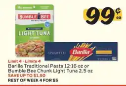 Winn Dixie Barilla Traditional Pasta or Bumble Bee Chunk Light Tuna offer