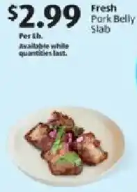 Aldi Fresh Pork Belly Slab offer