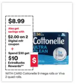CVS Cottonelle 9 mega rolls or Viva 2 quad rolls offer