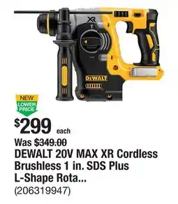 The Home Depot DEWALT 20V MAX XR Cordless Brushless 1 in. SDS Plus L-Shape Rotary Hammer (Tool Only) offer