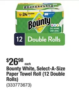 The Home Depot Bounty White, Select-A-Size Paper Towel Roll (12 Double Rolls) offer