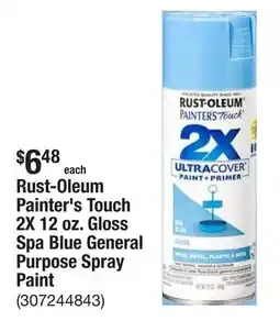 The Home Depot Rust-Oleum Painter's Touch 2X 12 oz. Gloss Spa Blue General Purpose Spray Paint offer