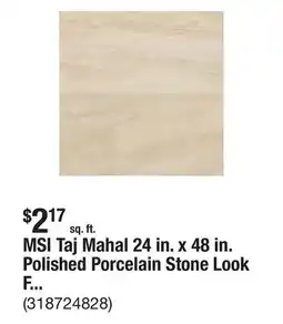 The Home Depot MSI Taj Mahal 24 in. x 48 in. Polished Porcelain Stone Look Floor and Wall Tile (16 sq. ft./Case) offer