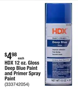 The Home Depot HDX 12 oz. Gloss Deep Blue Paint and Primer Spray Paint offer