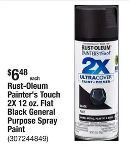 The Home Depot Rust-Oleum Painter's Touch 2X 12 oz. Flat Black General Purpose Spray Paint offer