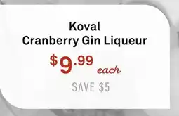Standard Market Koval Cranberry Gin Liqueur offer