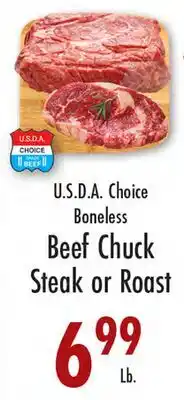 Garden Fresh Market U.S.D.A. Choice Boneless Beef Chuck Steak or Roast offer