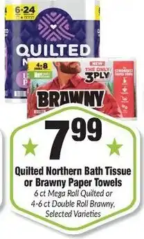 Sentry Quilted Northern Bath Tissue or Brawny Paper Towels offer