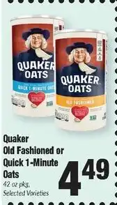 Sentry Quaker Old Fashioned or Quick 1-Minute Oats offer