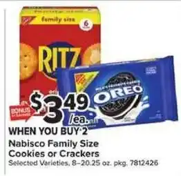 Nabisco Family Size Cookies or Crackers