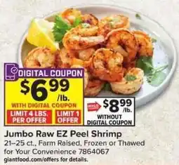 Giant Food Jumbo Raw EZ Peel Shrimp offer