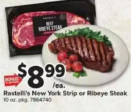 Giant Food Rastelli's New York Strip or Ribeye Steak offer