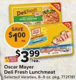 Giant Food Oscar Mayer Deli Fresh Lunchmeat offer