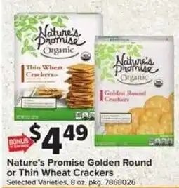 Giant Food Nature's Promise Golden Round or Thin Wheat Crackers offer