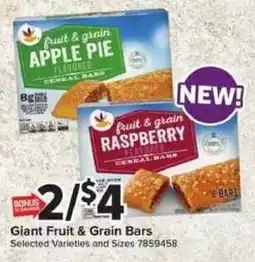 Giant Food Giant Fruit & Grain Bars offer